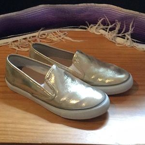 Sherry Metallic Gold Canvas Slip On Shoe